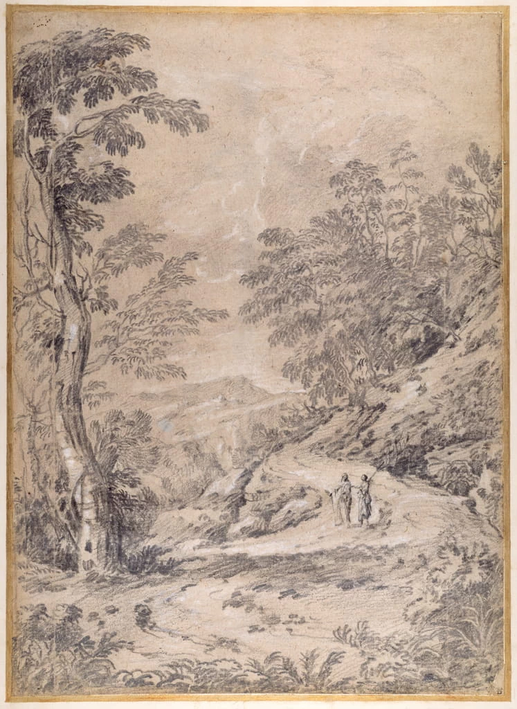 Gaspar Dughet detto Pussino - Strada di montagna che si snoda tra boschi e rocce, The Devonshire Collections, Chatsworth
